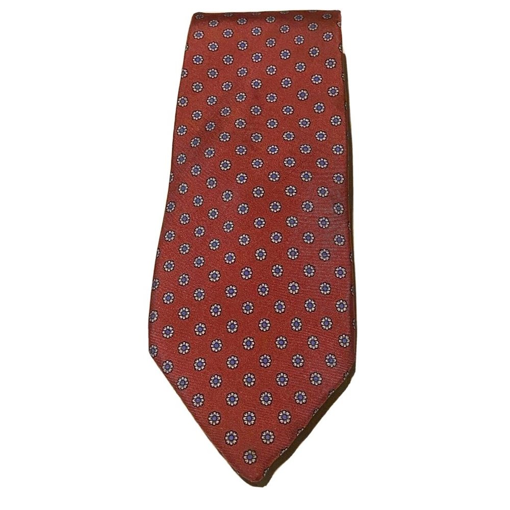 Vintage The Custom Shop Pink Silk Men’s Handmade Flower Dot Patterned  Preppy